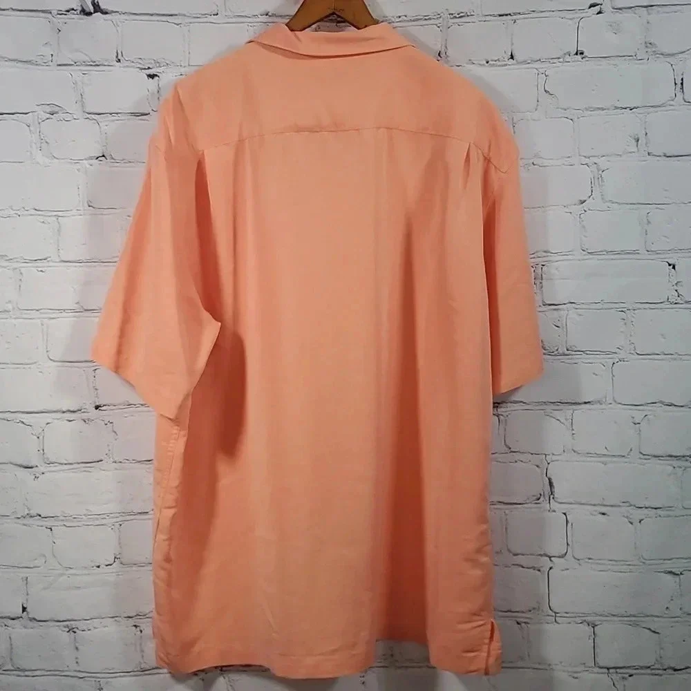 Caribbean Men's Button Up Shirt Size XL Salmon Peach Color - Picture 12 of 14
